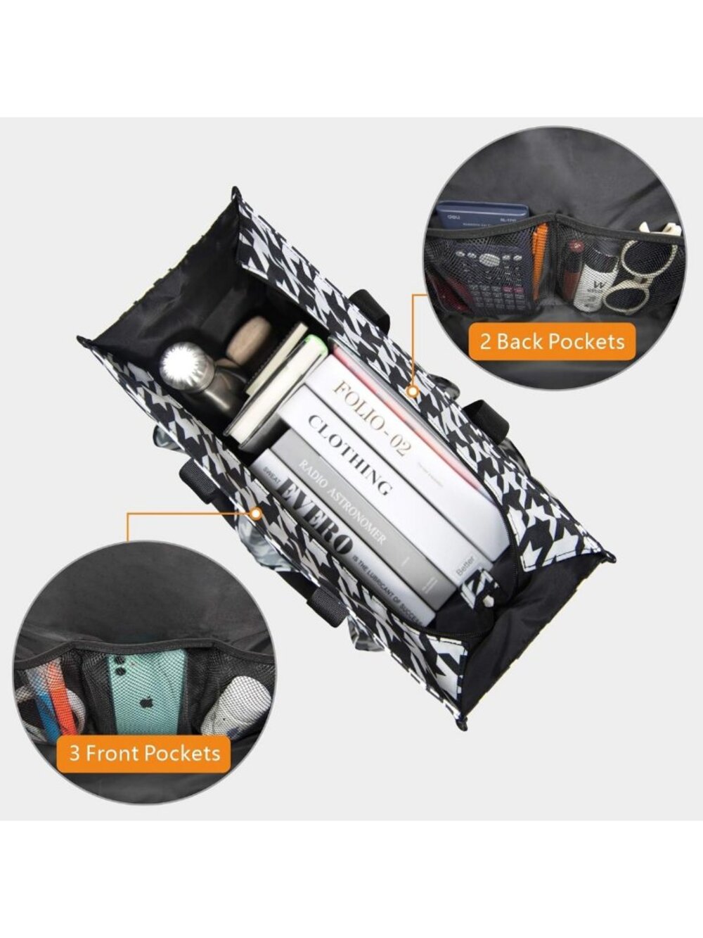Water-Resistant Utility Tote Bag with 13 Pockets, Zipper Closure & Thick Support - Picture 4 of 6